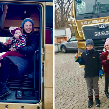 Am Uniklinikum Erlangen bekamen Kinder die Chance, einen fast 20 Meter langen geschmückten Truck aus der Nähe zu bestaunen.