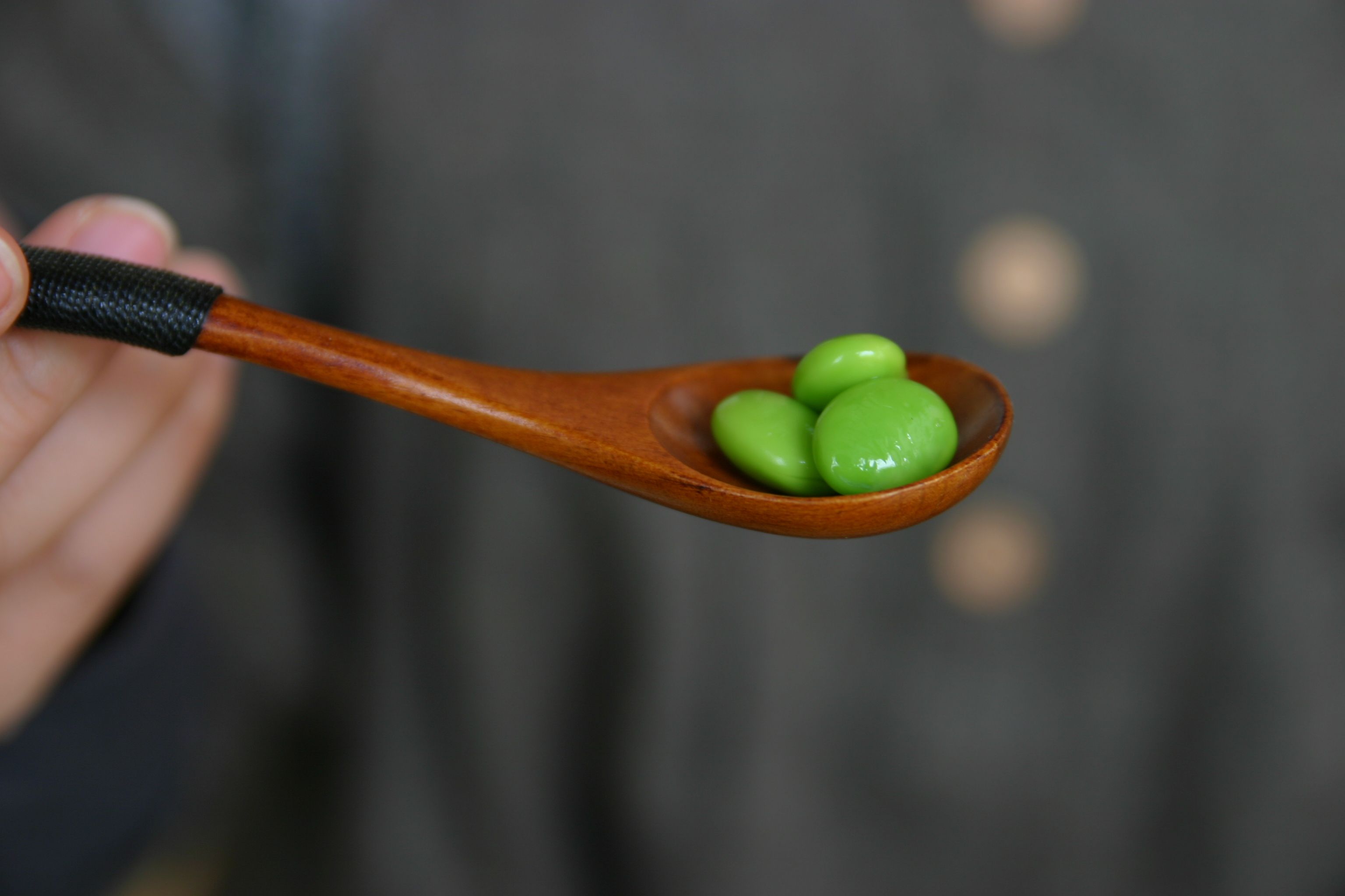Edamame in a spoon