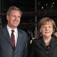 German President Christian Wulff and his wife Bettina, German Chancellor Angela Merkel