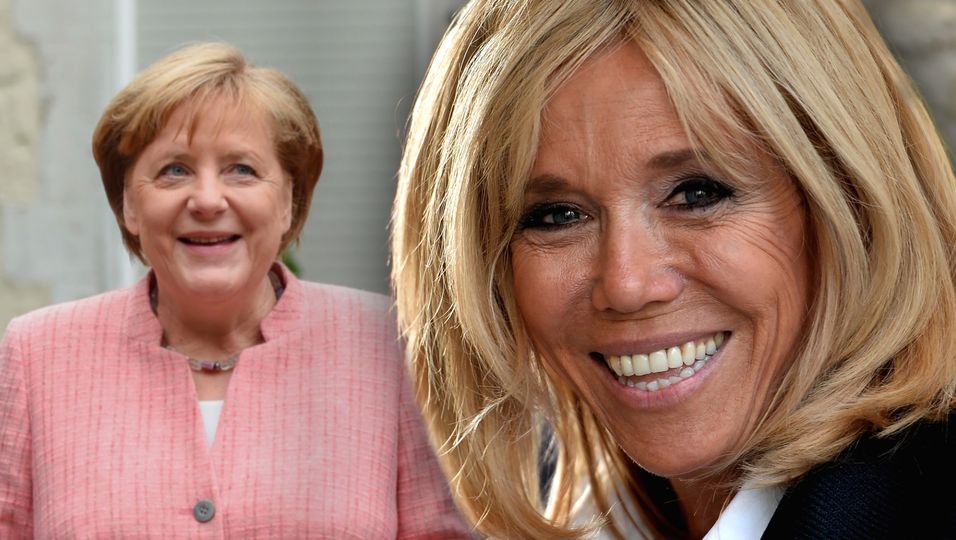 Brigitte Macron - Juchee, rosé! Sie trägt Partnerlook mit Angela Merkel