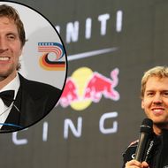 Sebastian Vettel - Blauer Vettel-Finger von Nowitzki als Geschenk