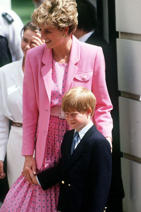 Princess Diana and her son Prince Harry at Clarence House to celebrate the Queen Mother&#039;s 92nd birthday, August 1992