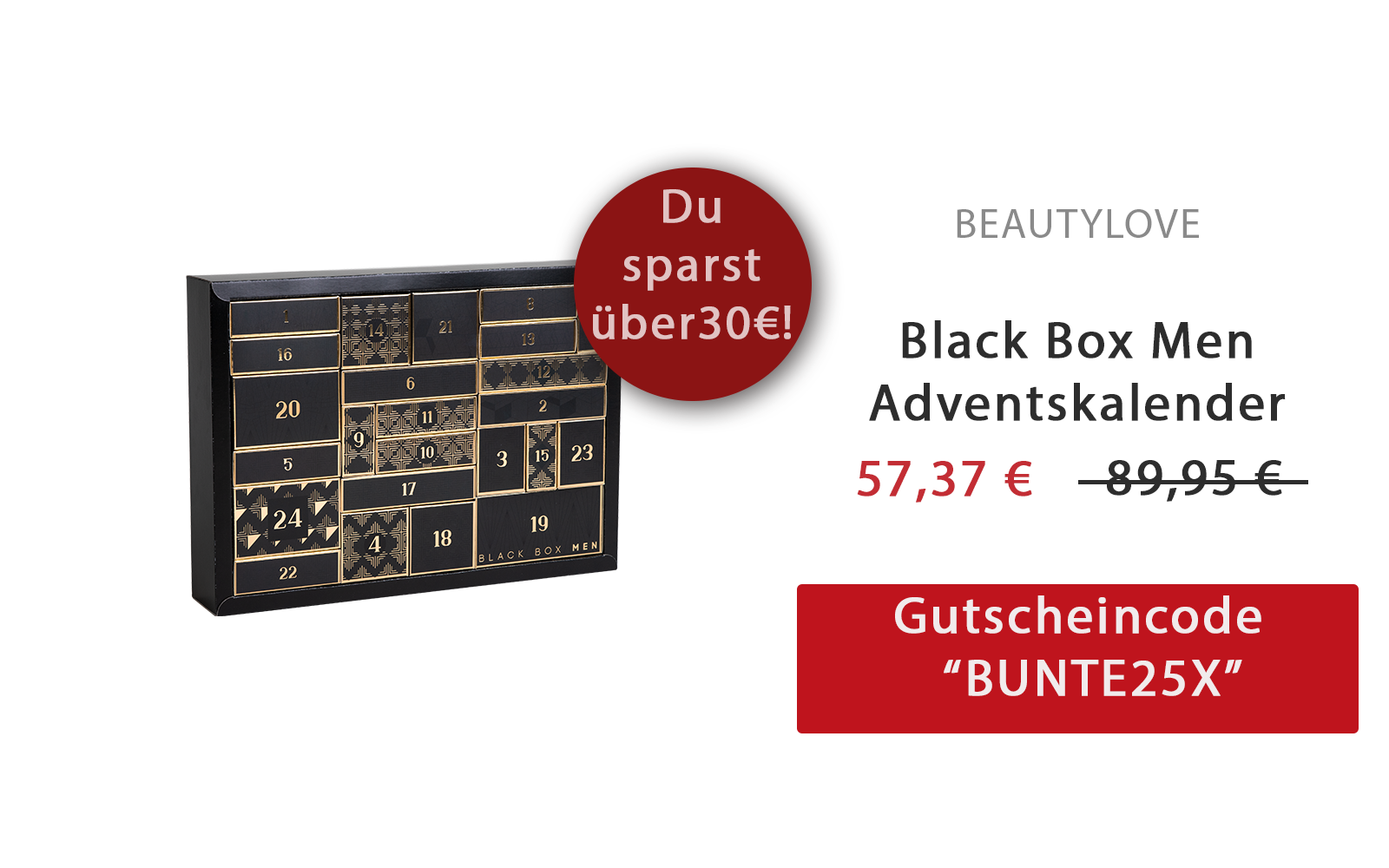 Spare jetzt über 30 Euro auf den Black Box Men Adventskalender