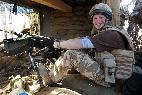 Britain&#039;s Prince Harry as he mans a 50mm machine gun on the observation post at JTAC Hill, close to FOB Delhi (forward operating base), in Helman