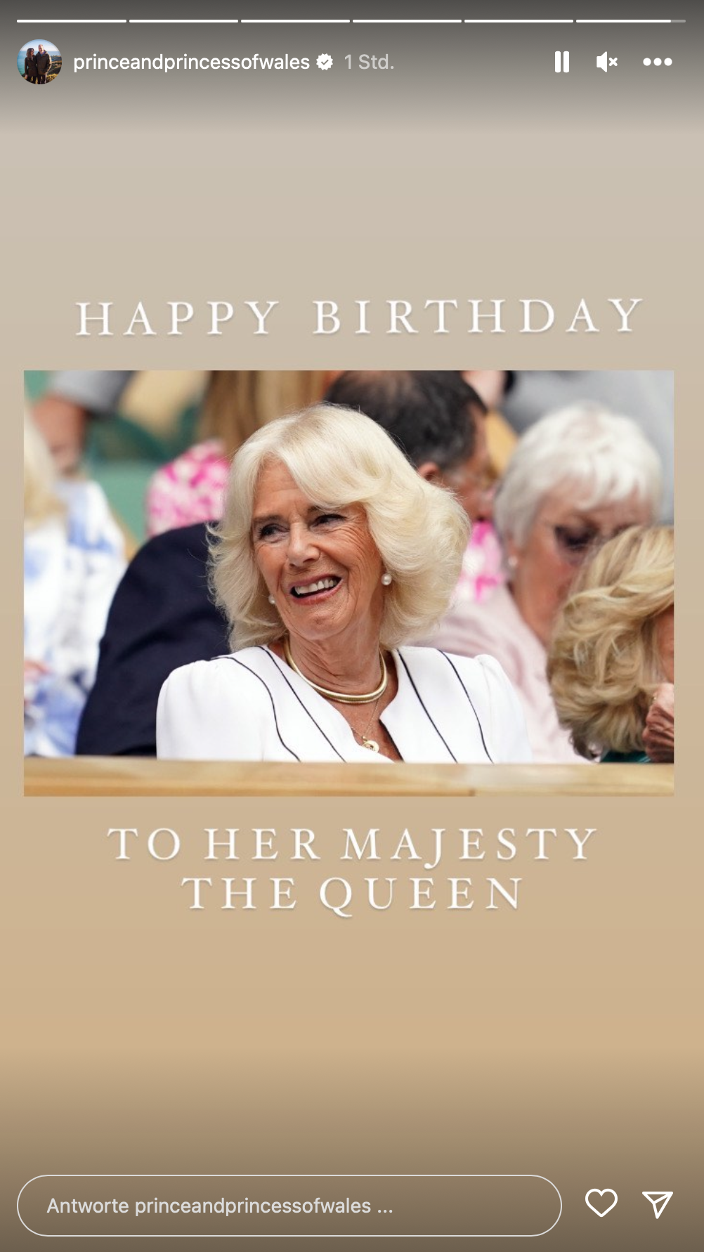 Das Prinzenpaar von Wales beglückwünscht Königin Camilla zum 76. Geburtstag 