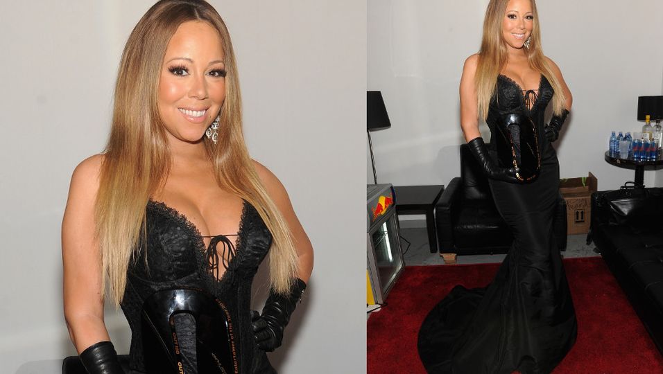Handschuhe elegant: Mariah Lange Abendkleid zum Carey