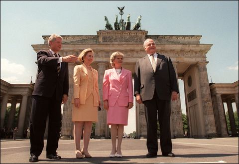 Bill Clinton, Hillary Rodham Clinton, Hannelore Kohl und Helmut Kohl
