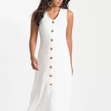 Ärmelloses Midi-Kleid mit Knopfleiste von Bonprix