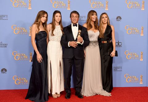  Golden Globe Awards 2016 - Sylvester Stallone; Sistine Stallone; Sophia Stallone; Scarlet Stallone; Jennifer Flavin