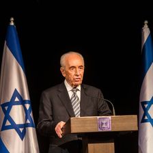 Shimon Peres 2014 während einer Rede in Sderot (Israel)