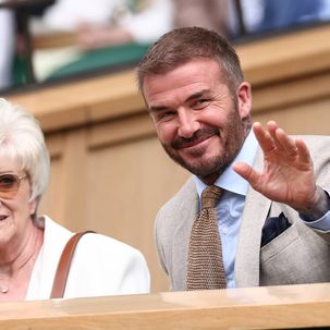 David Beckham mit seiner Mutter Sandra am ersten Wimbledon-Tag.
