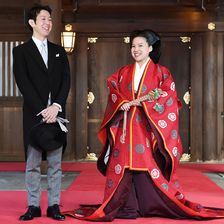 Japanese Princess Ayako (R) and her husband Kei Moriya