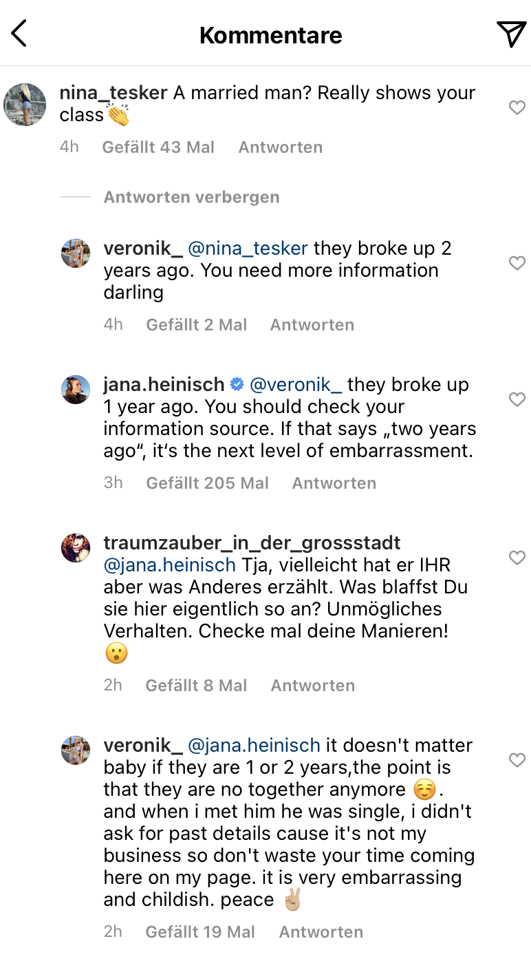 Jana Heinisch und die angeblich Neue von Koray Günter lieferten sich einen feurigen Schlagabtausc auf Instagram.