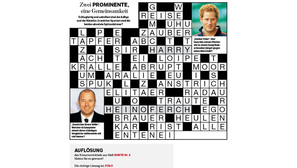 BUNTE 08/2014: Kreuzworträtsel: Die Auflösung | BUNTE.de