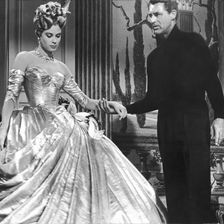 Filmszene aus dem Hitchcock-Klassiker „Über den Dächern von Nizza&quot;: Grace Kelly mit Cary Grant 
