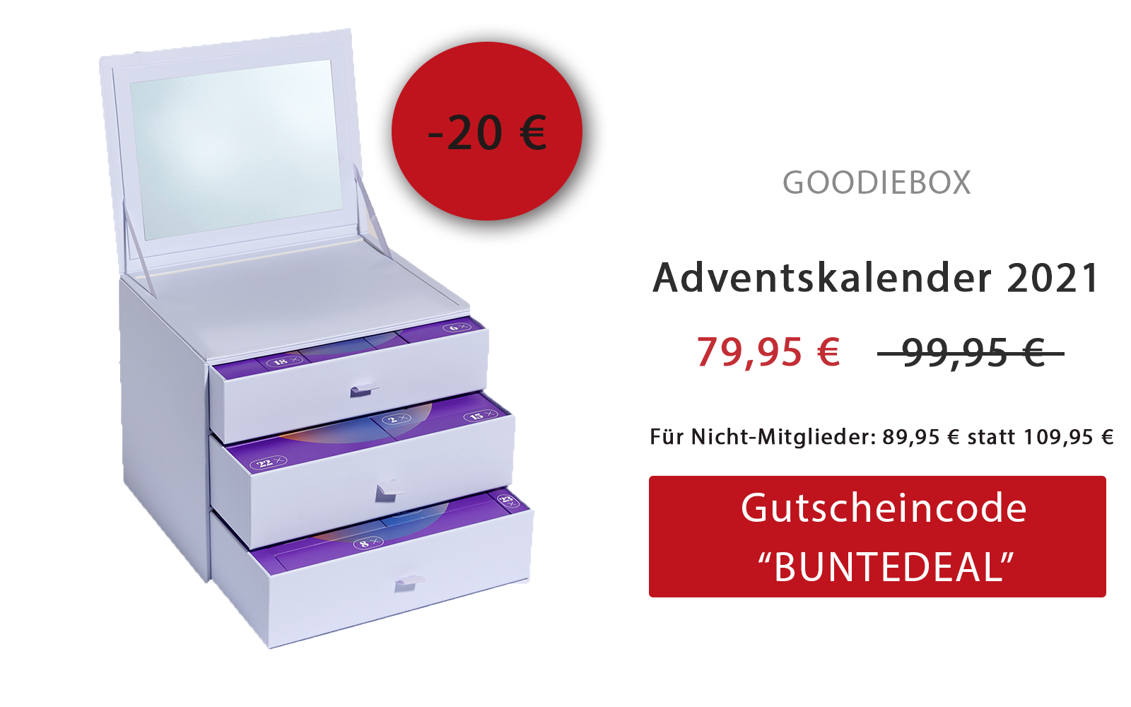 20 Euro Rabatt auf den Goodiebox Adventskalender